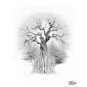 Tree that reaches heaven with roots in hell tattoo design idea