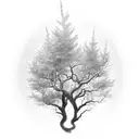 Tree that reaches heaven with roots in hell tattoo design idea