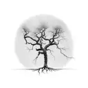 Tree that reaches heaven with roots in hell tattoo design idea