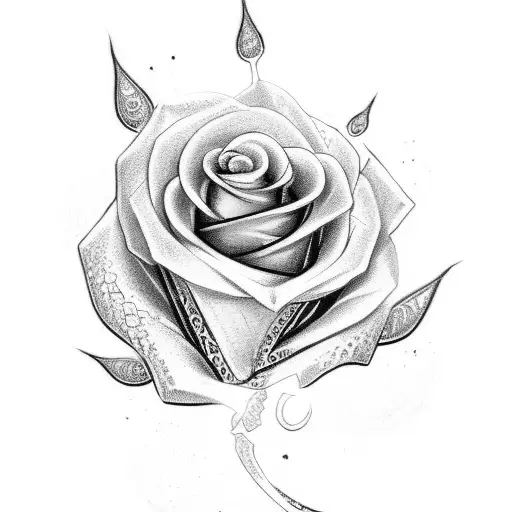 dagger rose snake  tattoo design idea