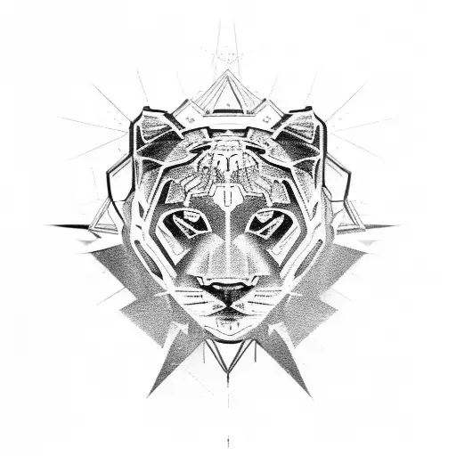 A panther made of welded metal pieces tattoo design idea