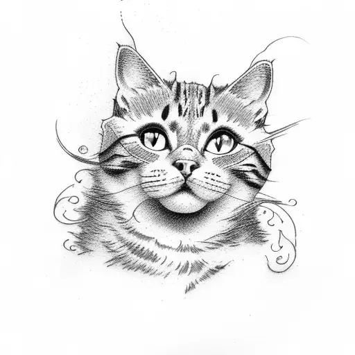 five cats tattoo design idea