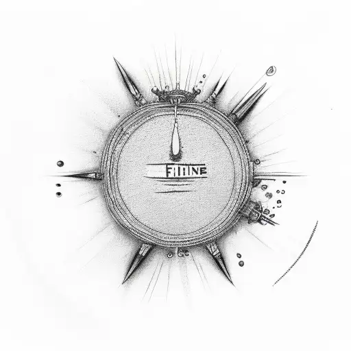 fine line steering wheel with tears dripping tattoo design idea