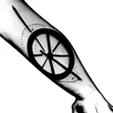 fine line steering wheel with tears dripping tattoo design idea