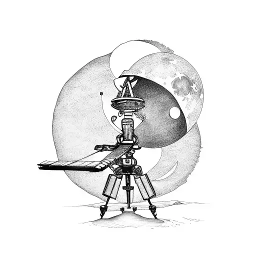 moon sextant tattoo design idea