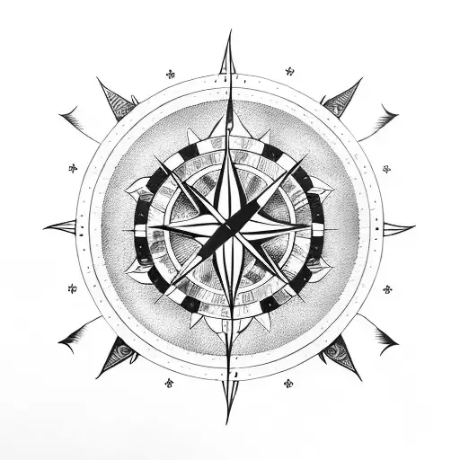 moon compass Nordic flower tattoo design idea