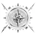 moon compass Nordic flower dagger tattoo design idea