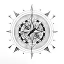 moon compass Nordic flower tattoo design idea
