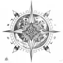 moon compass Nordic flower tattoo design idea