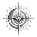 moon compass Nordic flower tattoo design idea