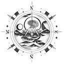 moon sextant compass Nordic tattoo design idea