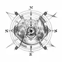 moon sextant compass Nordic tattoo design idea