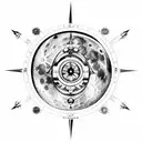 moon sextant compass Nordic tattoo design idea