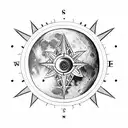 moon compass Nordic flower sword tattoo design idea