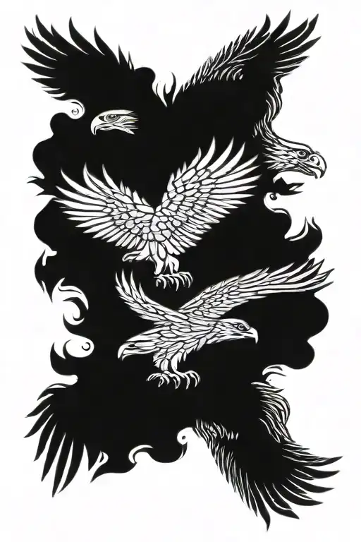 eagle and wolf tattoo design idea
