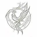 phoenix resilience and heart tattoo design idea