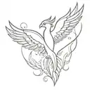 phoenix resilience and heart tattoo design idea