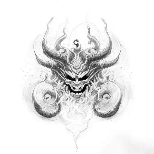 demon, phallus tattoo design idea