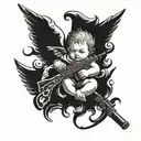 cherub with ak47 tattoo design idea