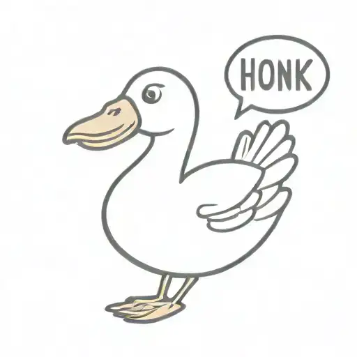 Cartoon style goose with the word HONK! in a speech bubble tattoo design idea