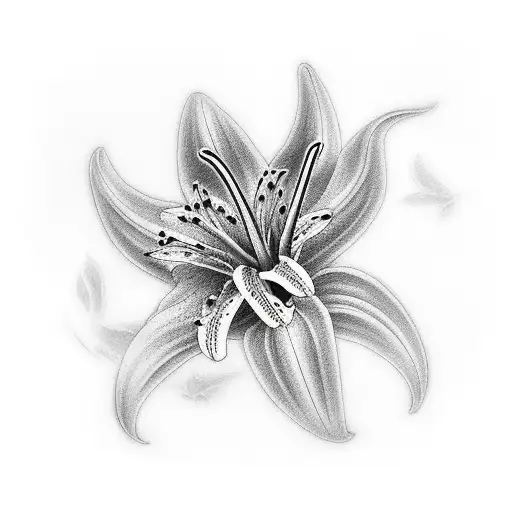 asiatic lily with angel wings  tattoo design idea