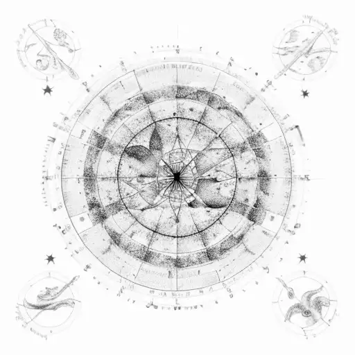 A celestial map with the Gemini and Cancer constellations intertwined, representing the client's zodiac signs and love for stars tattoo design idea
