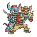 stitch and freddy Krueger tattoo design idea
