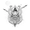 Viking worldtree with snake tattoo design idea