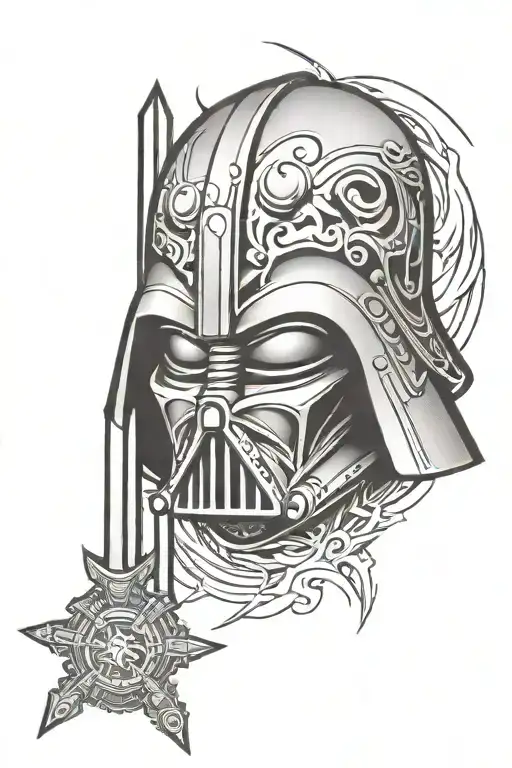 Sith empire logo and lightsaber tattoo design idea
