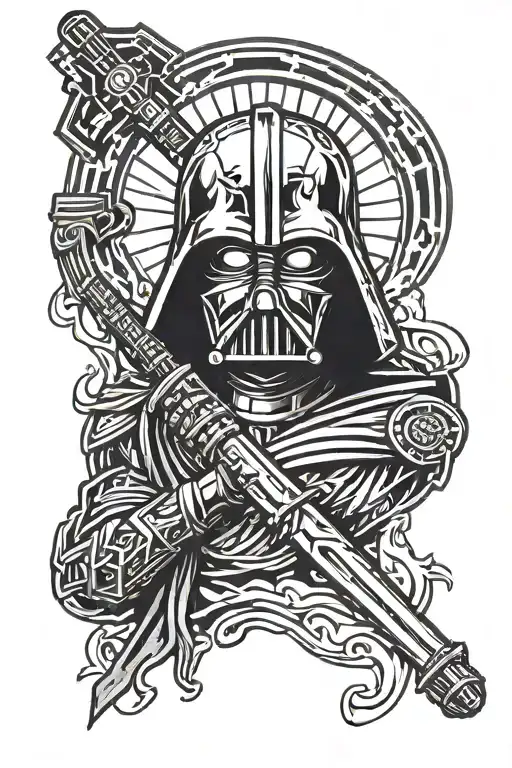 Sith empire logo and lightsaber tattoo design idea
