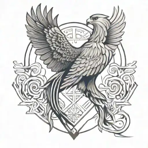 polish falcon Irish harp tattoo design idea