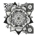 geometric mandala water elements incorporated tattoo design idea