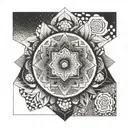 geometric mandala water elements incorporated tattoo design idea
