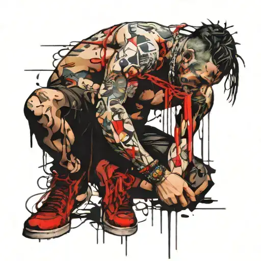 spartin in his knees chained tattoo design idea