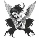 lucifer fallen angel crying tattoo design idea