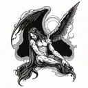 lucifer fallen angel crying tattoo design idea