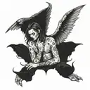 lucifer fallen angel crying tattoo design idea