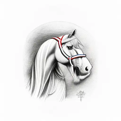 Clydesdale horse with pride flag on its back tattoo design idea