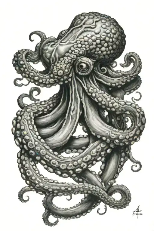 octopus with Aubrey Madison and Kinsley spelled in tentacles  tattoo design idea