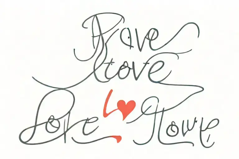 the text "love" in red simple text on lower stomach tattoo design idea