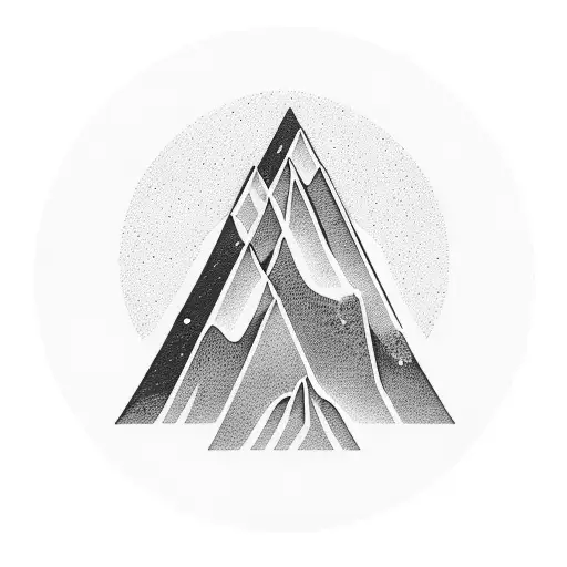 The silhouette of a mountain range forming the shape of a vinyl record tattoo design idea