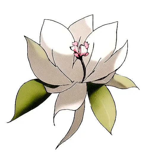 A minimalist tattoo of a magnolia flower, symbolizing dignity and strength. tattoo design idea