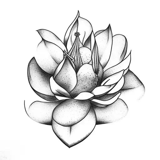 A minimalist tattoo of a magnolia flower, symbolizing dignity and strength. tattoo design idea