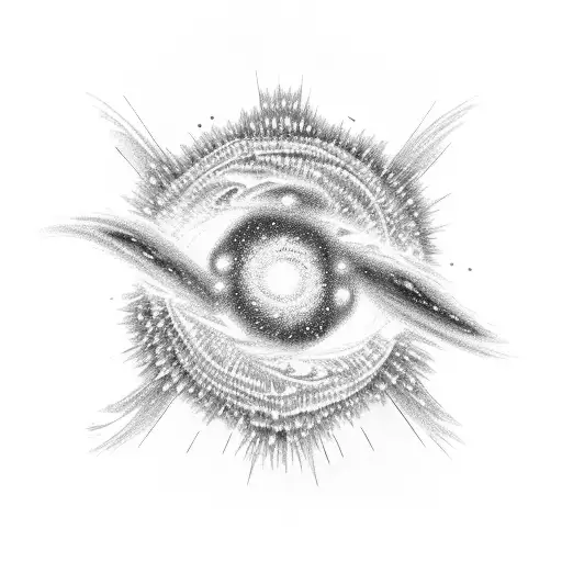 A cosmic nebula morphing into a starburst, symbolizing the infinite universe and the everlasting bond with your brother, with the dates subtly integrated into the cosmic swirls tattoo design idea