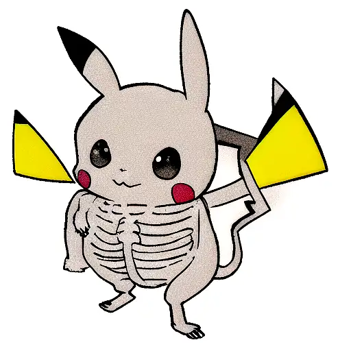 pikachu skeleton tattoo design idea