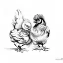 mom chicken and baby chick tattoo design idea