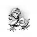 mom chicken and baby chick tattoo design idea