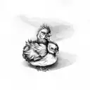 mom chicken and baby chick tattoo design idea