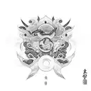 sol com montanhas tattoo design idea