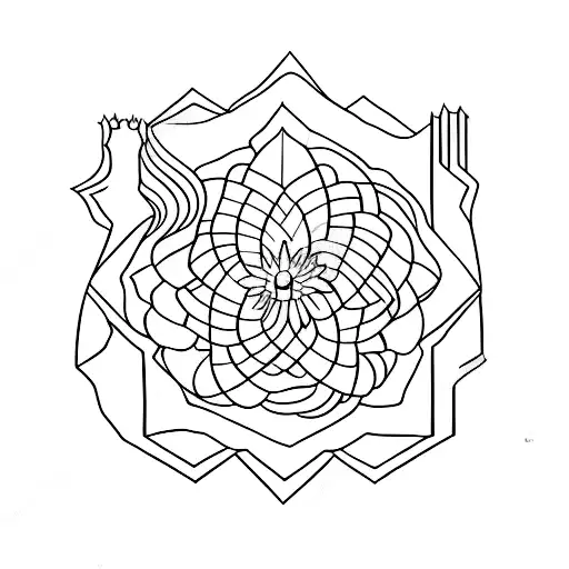 Mongolian mountain and edelweiss tattoo design idea